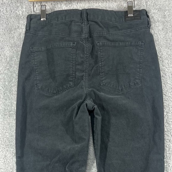 American Eagle Pants Womens 10 Gray Corduroy Flare Super High Rise Button Fly - Picture 6 of 13